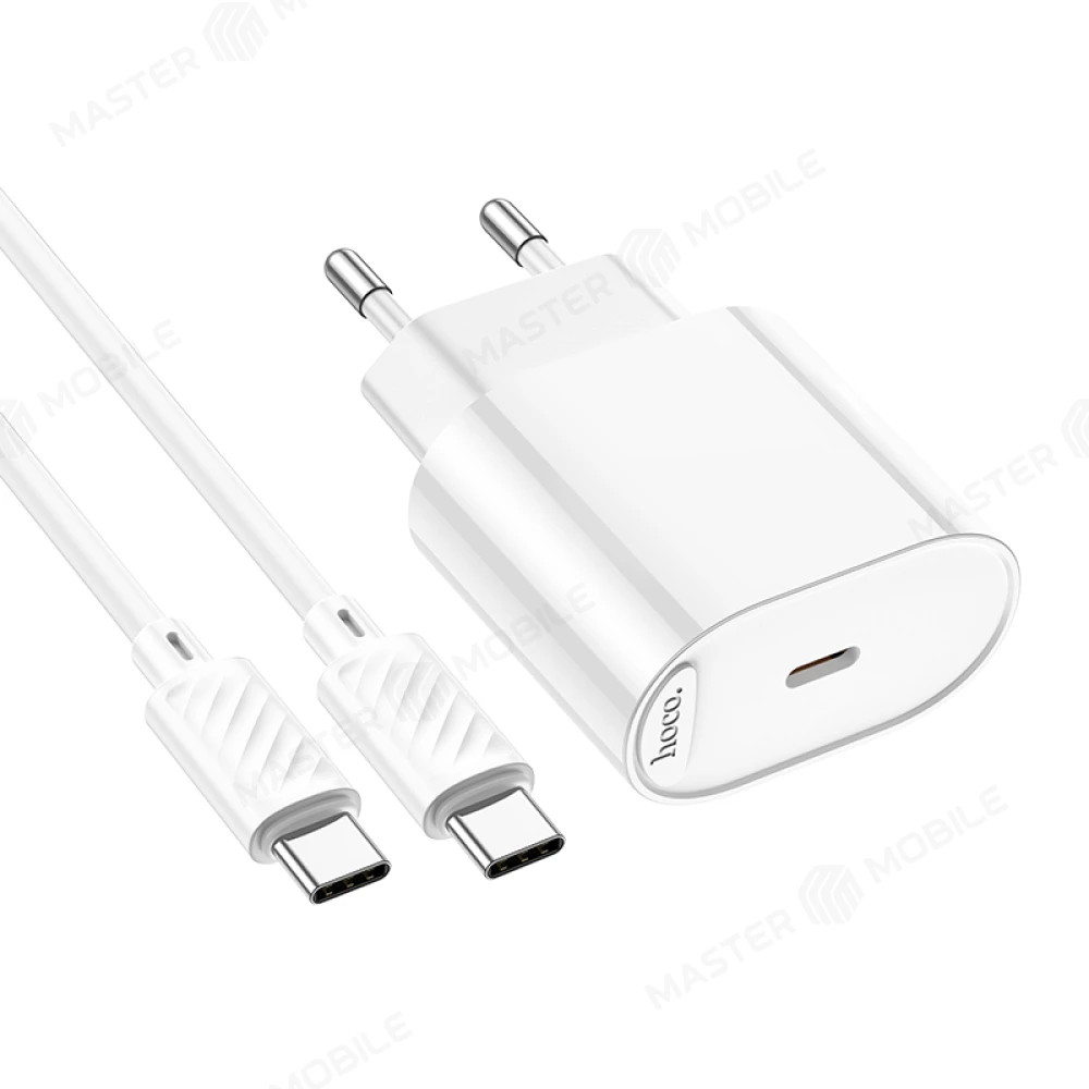Сетевое зарядное устройство Hoco C109A TypeC 20W + кабель TypeC - TypeC (белый) фото №4
