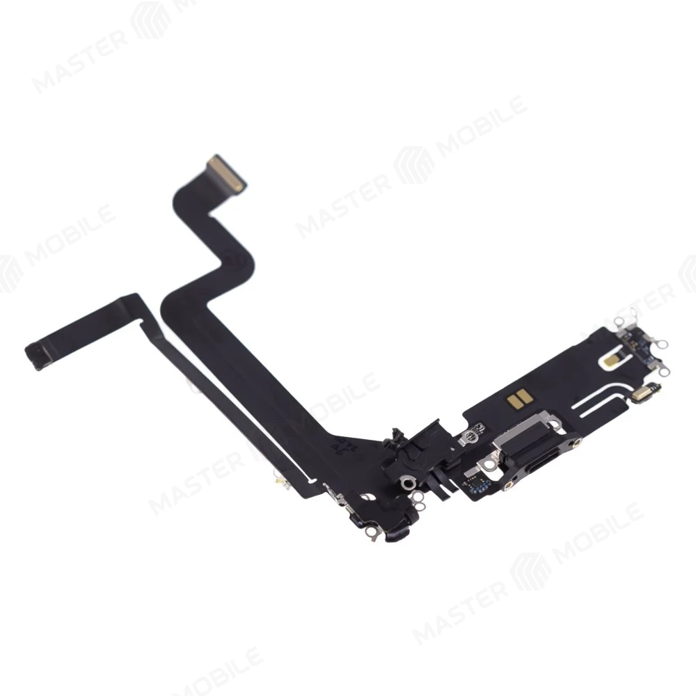 Шлейф для Apple iPhone 14 Pro Max с комп. + разъем зарядки + микрофон (черный) (ORIG100) фото №3