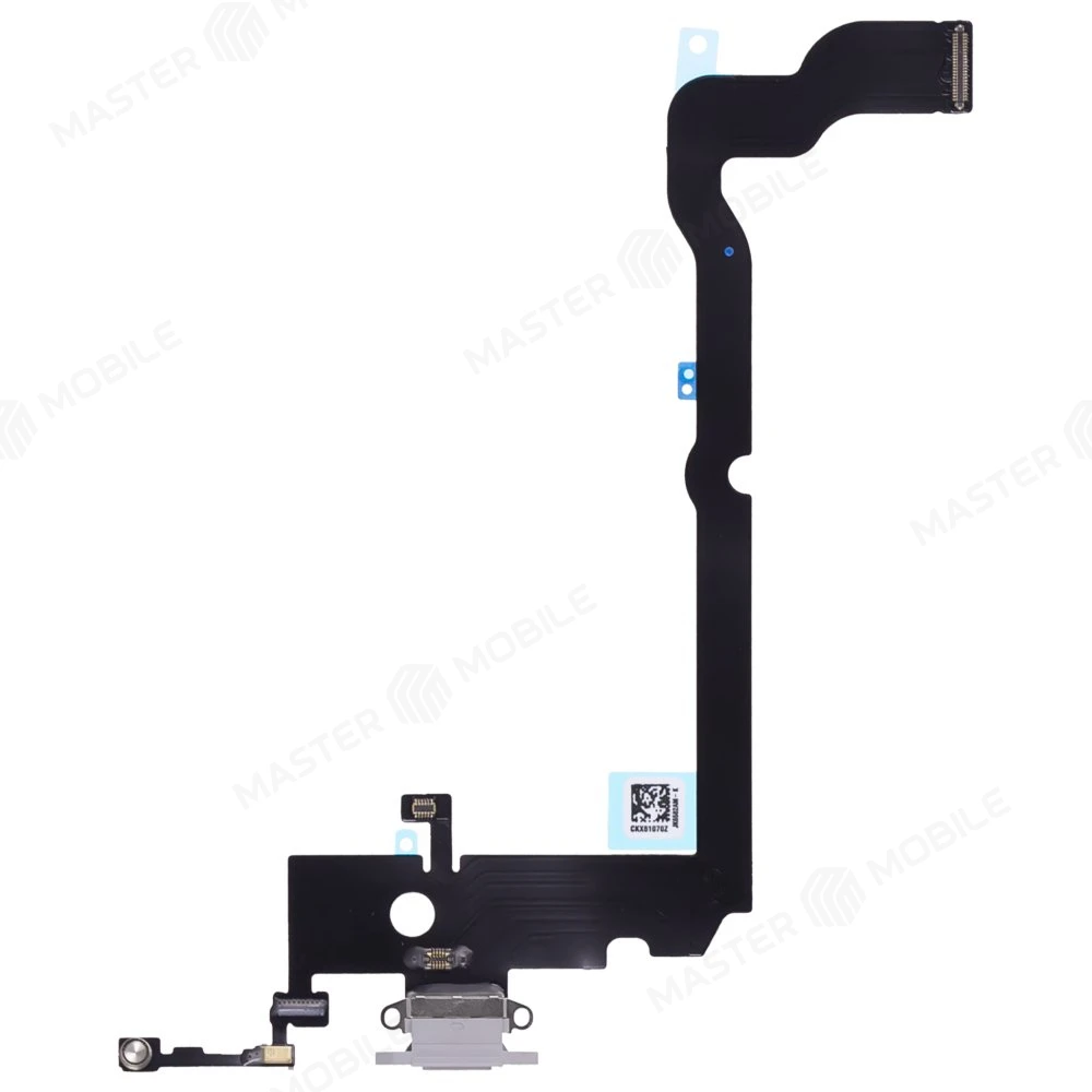 Шлейф для Apple iPhone Xs Max с комп. + разъем зарядки + микрофон (белый)  фото №1