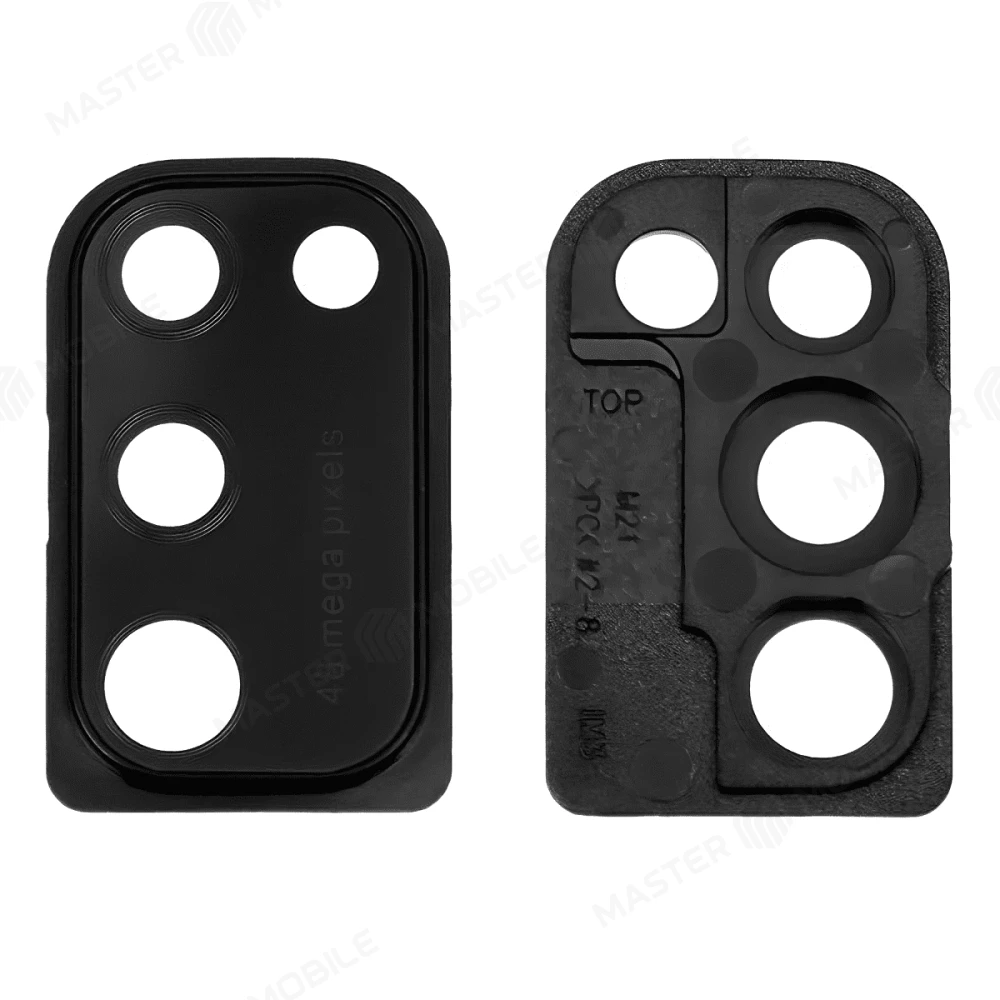 Стекло задней камеры для Samsung M215 Galaxy M21 (черный) (в рамке) 