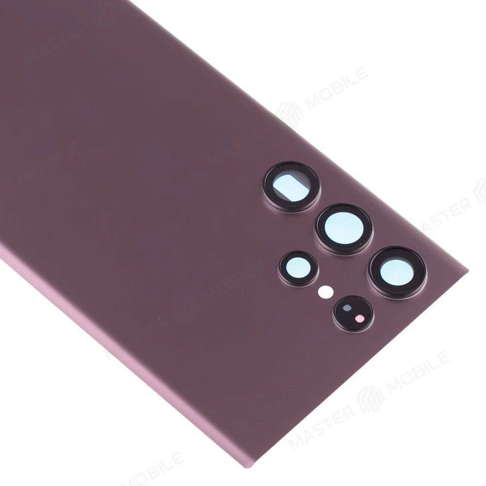 Задняя крышка для Samsung S908 Galaxy S22 Ultra (бордовый) (в сборе со стеклом камеры) (ORIG100) фото №3