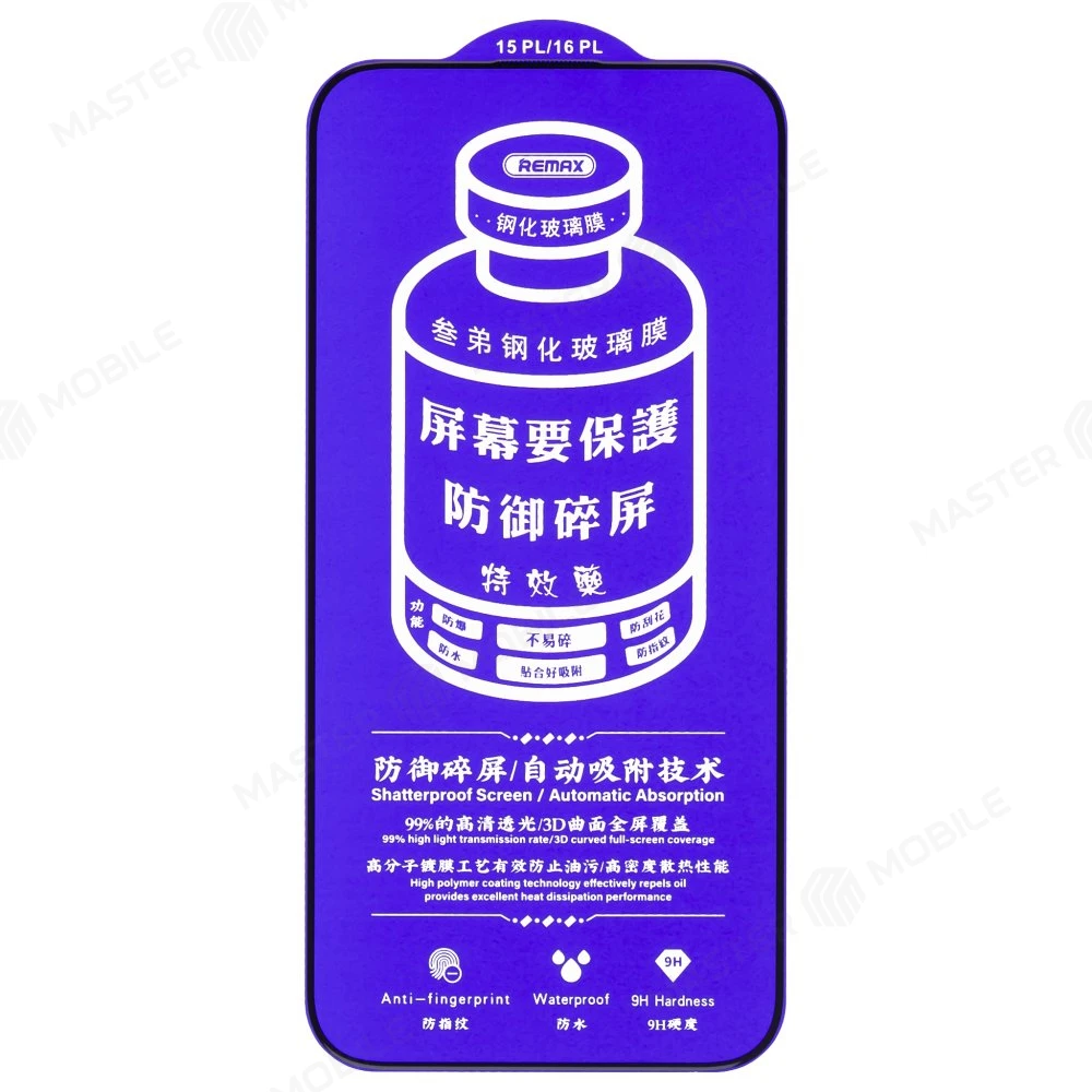 Защитное стекло Remax Medicine Glass GL-27 для Apple iPhone 15 Plus / iPhone 16 Plus (черный) фото №3