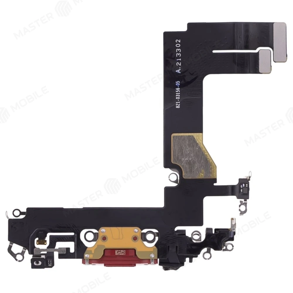 Шлейф для Apple iPhone 13 mini с комп. + разъем зарядки + микрофон (красный) (ORIG100) фото №2