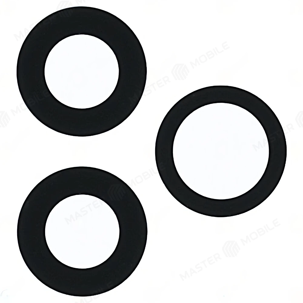 Стекло задней камеры для Apple iPhone 12 Pro Max (комплект 3 шт.) (без рамки) (черный)  