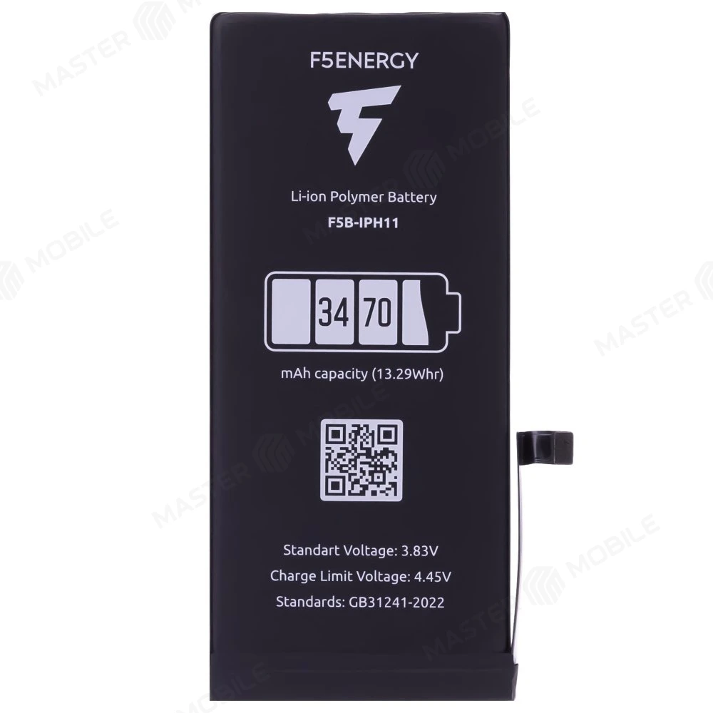 Аккумулятор для Apple iPhone 11 (F5ENERGY) (усиленный) (3470 мАч) (SPECIAL EDITION) + двухсторонний скотч фото №1