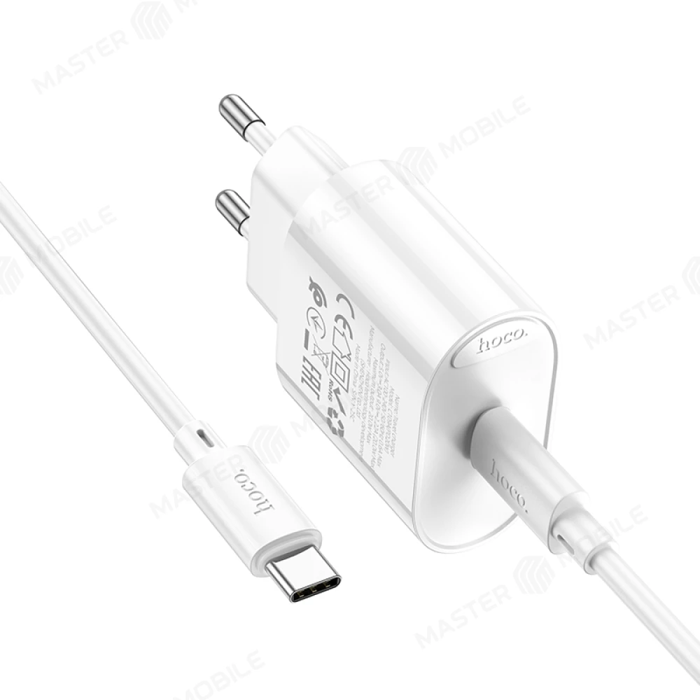 Сетевое зарядное устройство Hoco C109A TypeC 20W + кабель TypeC - TypeC (белый) фото №3