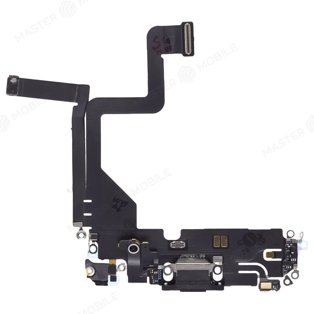 Шлейф для Apple iPhone 14 Pro с комп. + разъем зарядки + микрофон (черный) (ORIG100) фото №1