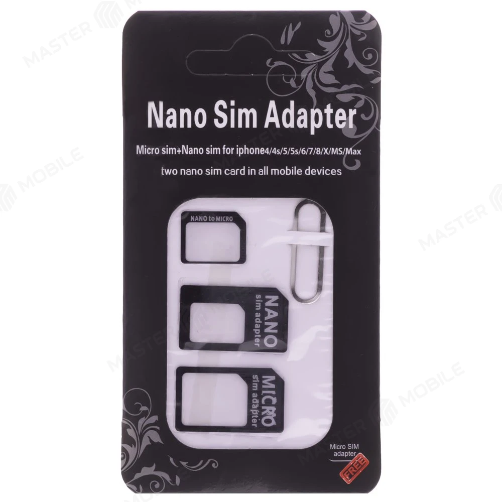 Сим-адаптер 3 в 1 (Nano/Micro/Mini) (черный) фото №1