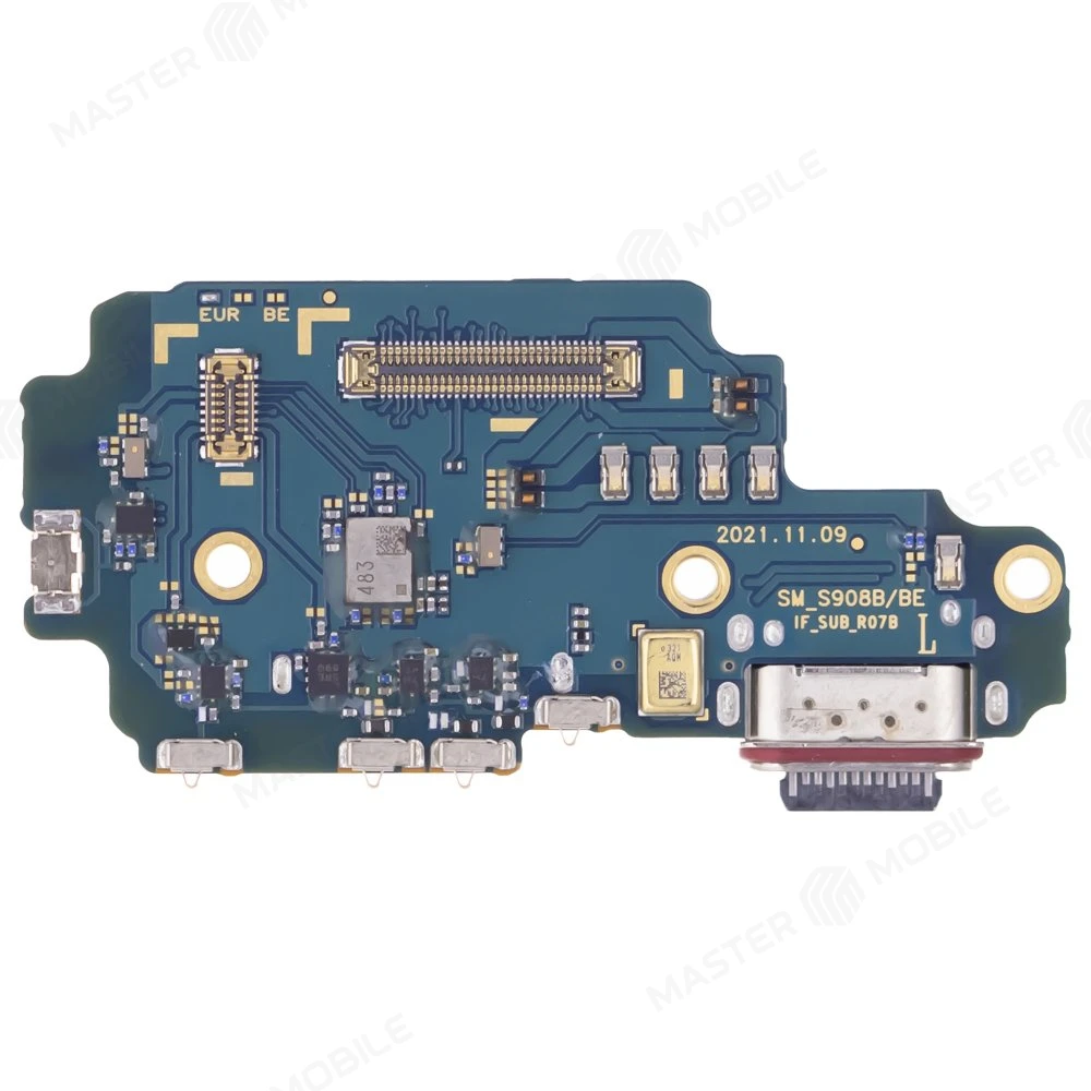 Нижняя плата для Samsung S908 Galaxy S22 Ultra с комп. + разъем зарядки + микрофон + разъем SIM (ORIG100) фото №1