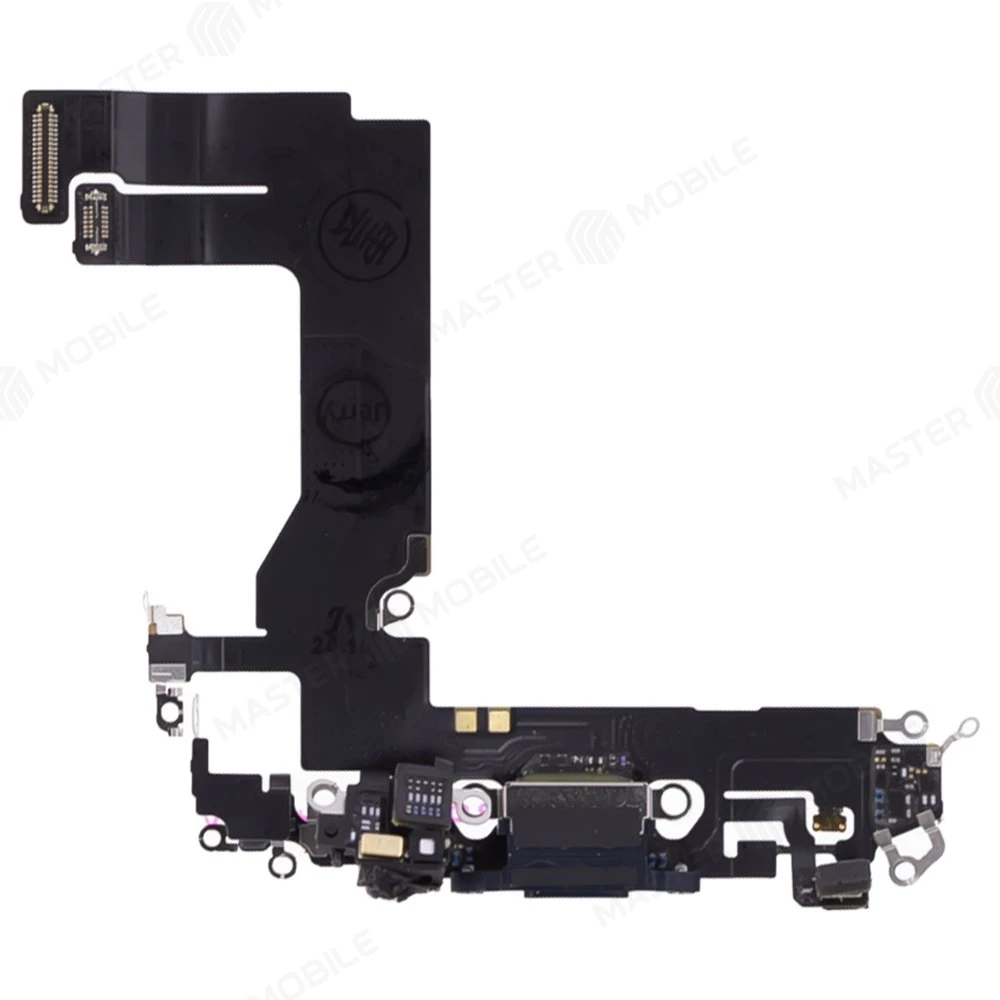 Шлейф для Apple iPhone 13 mini с комп. + разъем зарядки + микрофон (черный) (ORIG100) фото №1