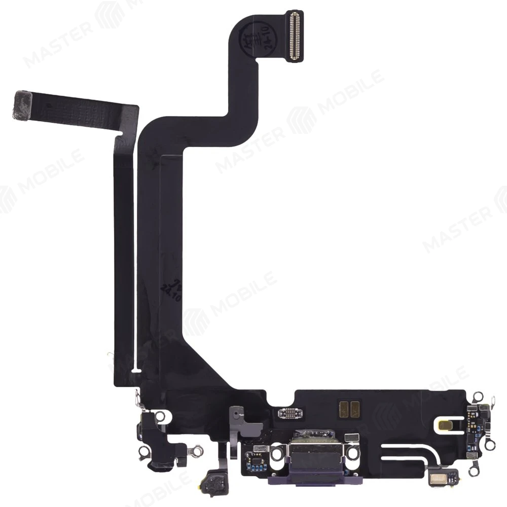 Шлейф для Apple iPhone 14 Pro Max с комп. + разъем зарядки + микрофон (фиолетовый) (ORIG100) фото №1