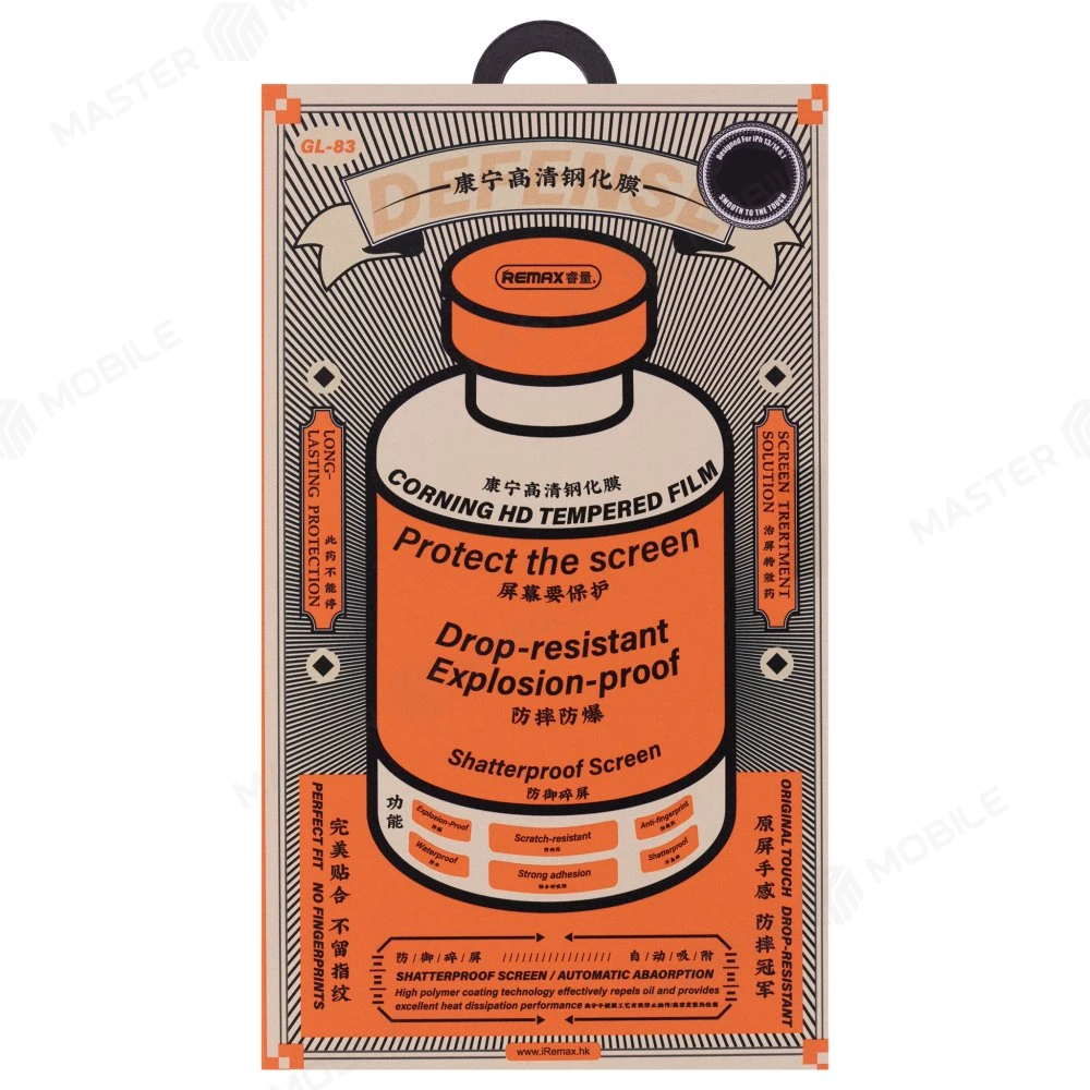 Защитное стекло Remax Corning Glass GL-83 для Apple iPhone 14 Pro (усиленное) (черный) фото №1