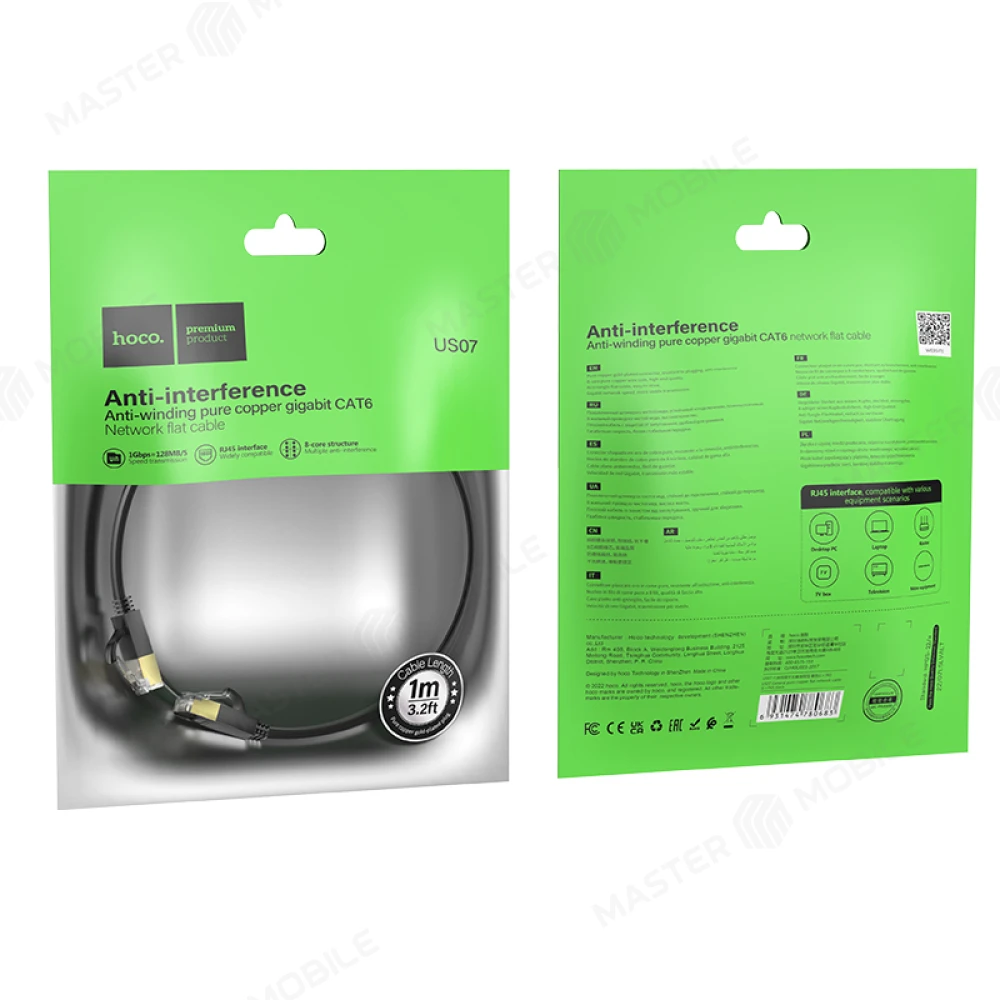 Патч-корд Hoco US07 1 м (черный) фото №5