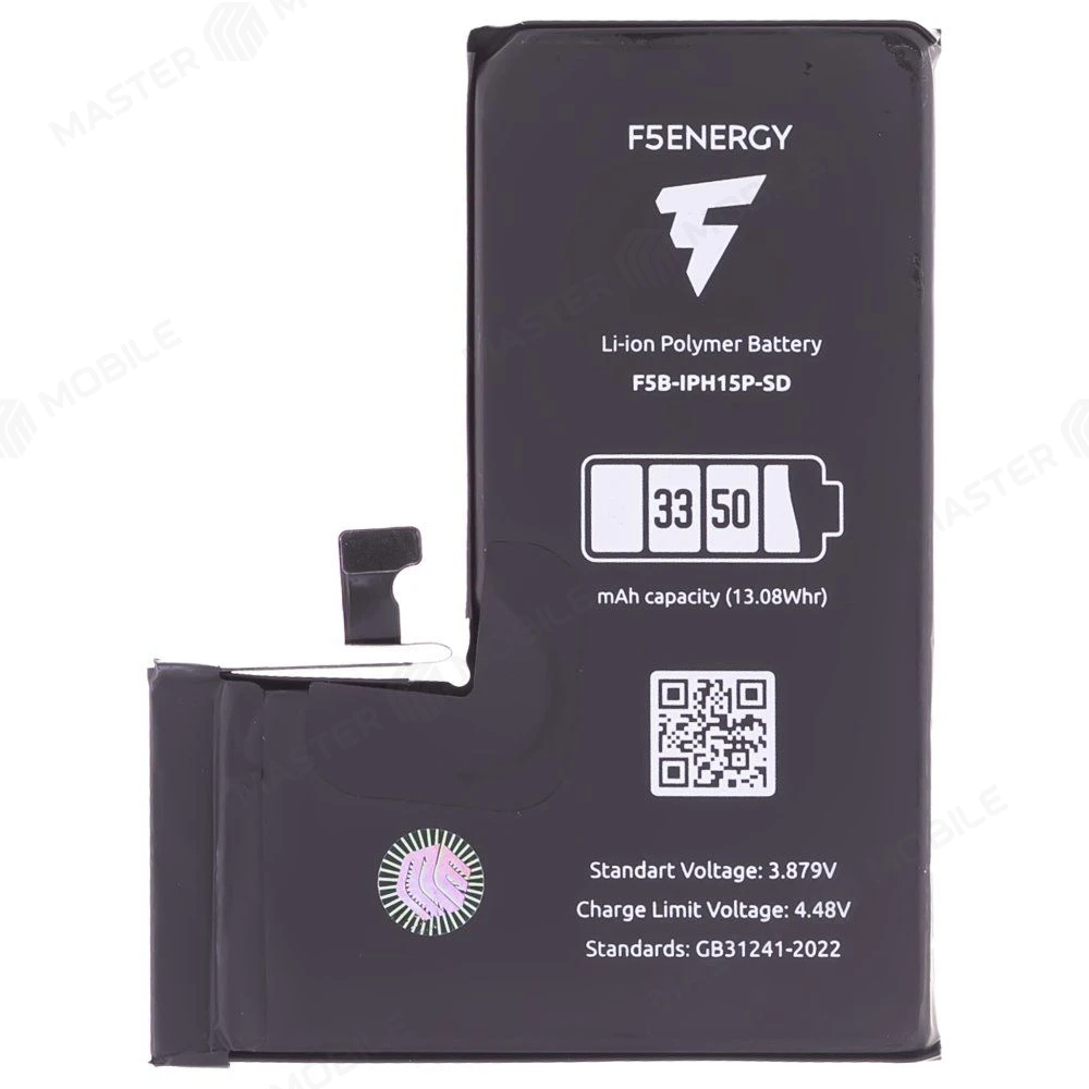 Аккумулятор для Apple iPhone 15 Pro (F5ENERGY) (усиленный) (3350 мАч) (SPECIAL EDITION) (SYSTEM DIAGNOSABLE) + двухсторонний скотч фото №1