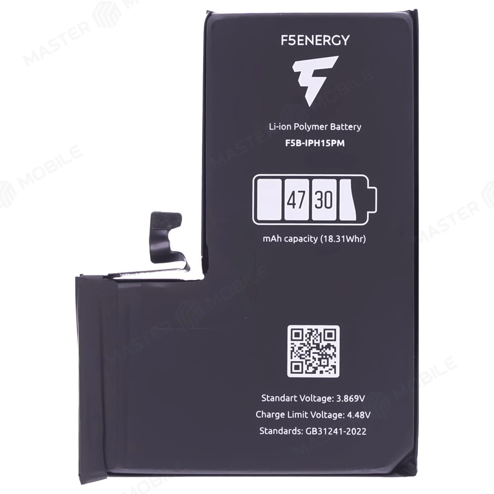 Аккумулятор для Apple iPhone 15 Pro Max (F5ENERGY) (усиленный) (4730 мАч) (SPECIAL EDITION) + двухсторонний скотч фото №1