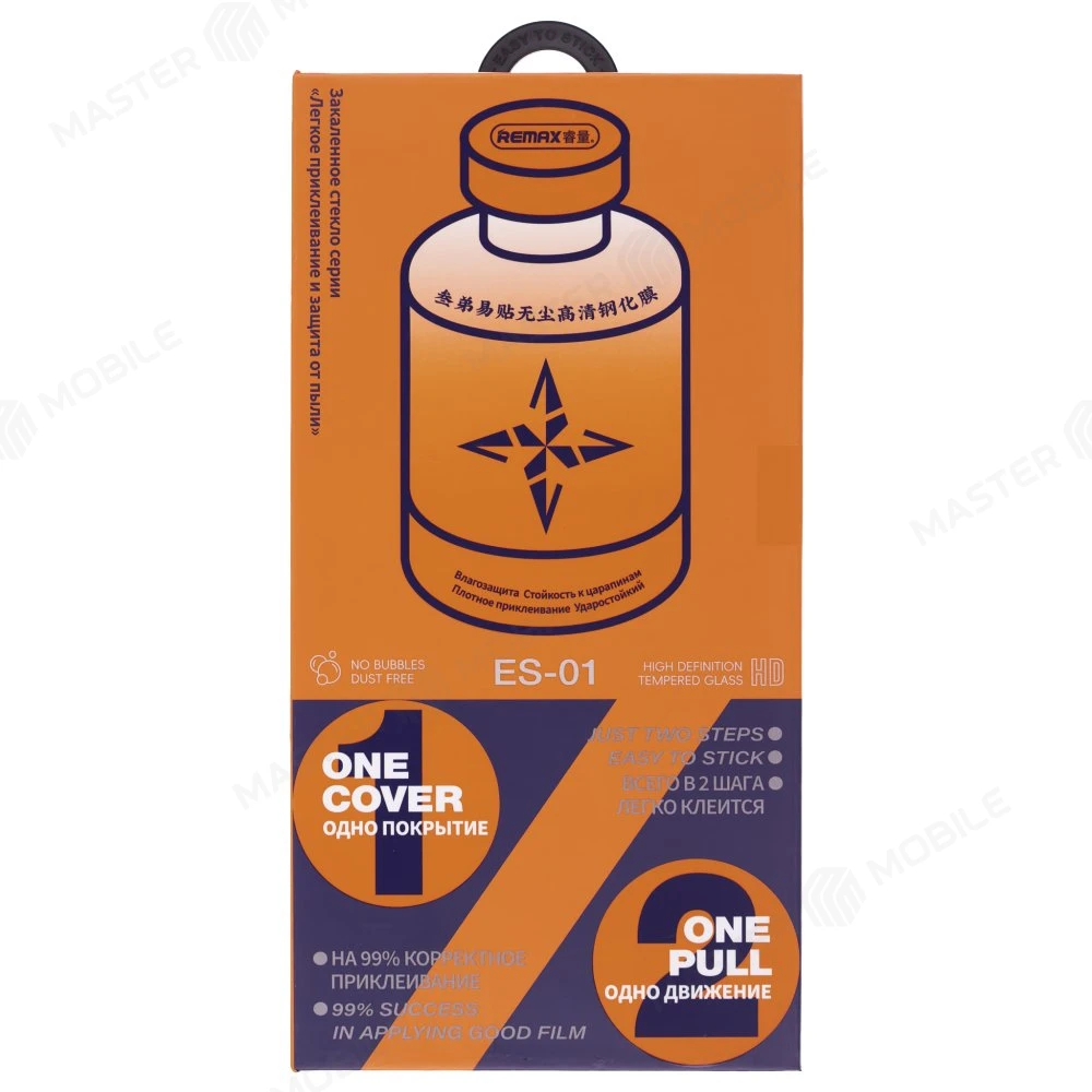 Защитное стекло Remax Tempred Glass ES-01 с аппликатором для Apple iPhone 13 / iPhone 13 Pro / iPhone 14 / iPhone 16E (черный) фото №1