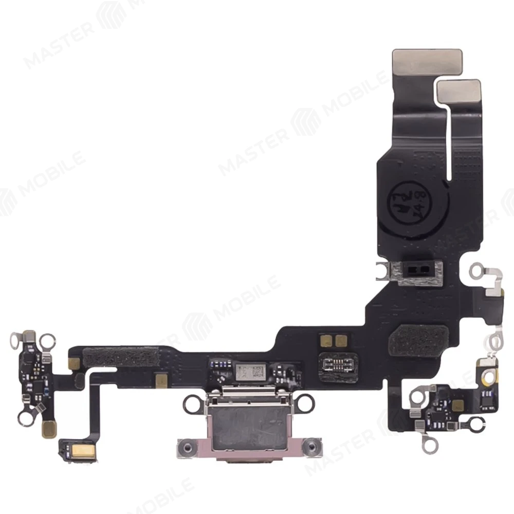 Шлейф для Apple iPhone 15 с комп. + разъем зарядки + микрофон (розовый) (ORIG100) фото №1