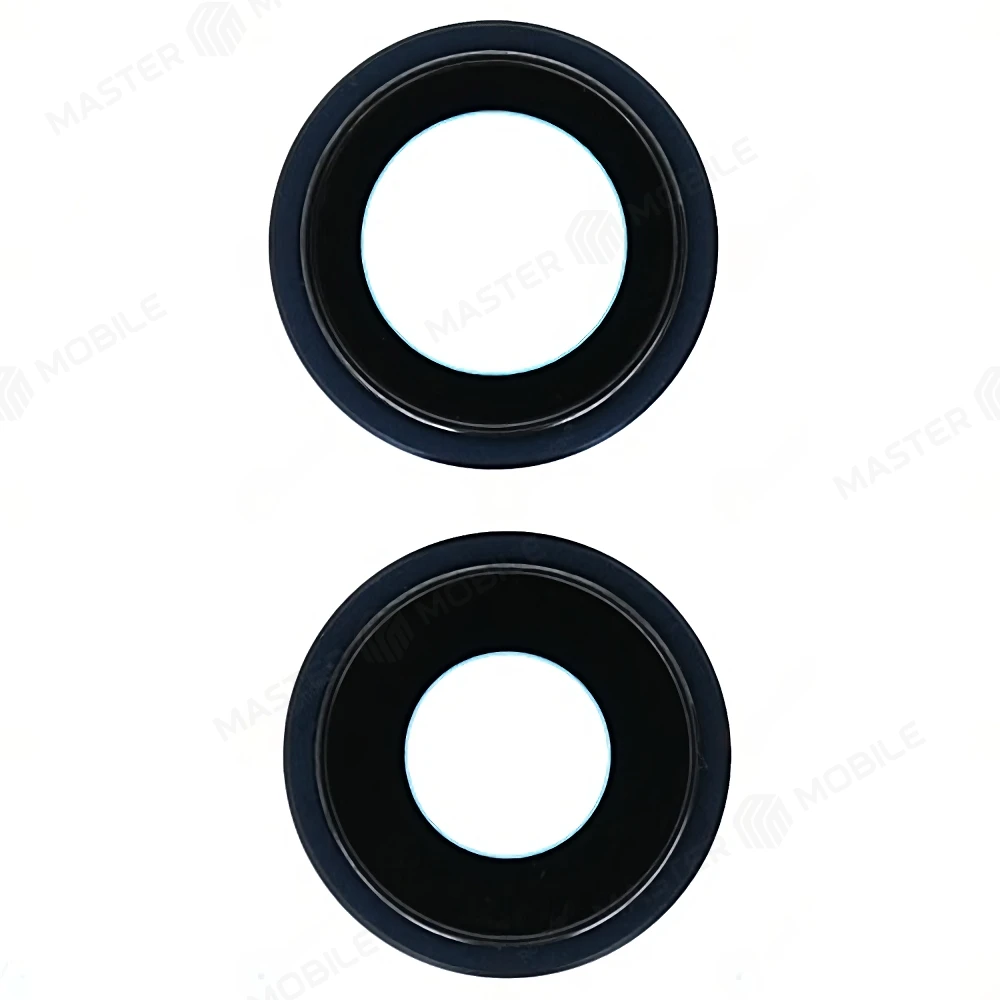 Стекло задней камеры для Apple iPhone 12 / iPhone 12 mini (комплект 2 шт.) (в рамке) (синий)  