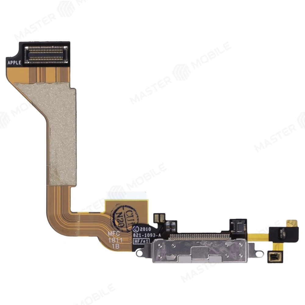 Шлейф для Apple iPhone 4 с комп. + разъем зарядки + микрофон (белый)  фото №1