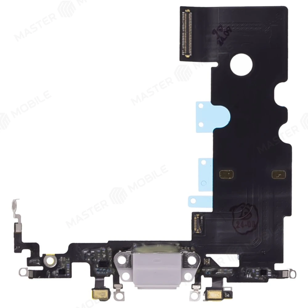 Шлейф для Apple iPhone 8 с комп. + разъем зарядки + микрофон (белый) (ORIG100) фото №1