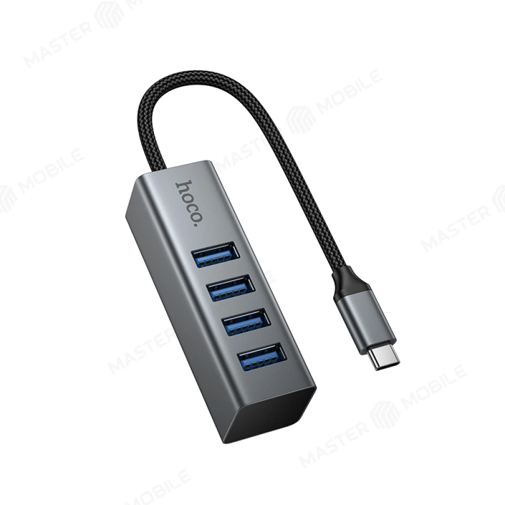 Разветвитель USB Hub Hoco HB1С 4 USB - TypeC (серый) фото №1