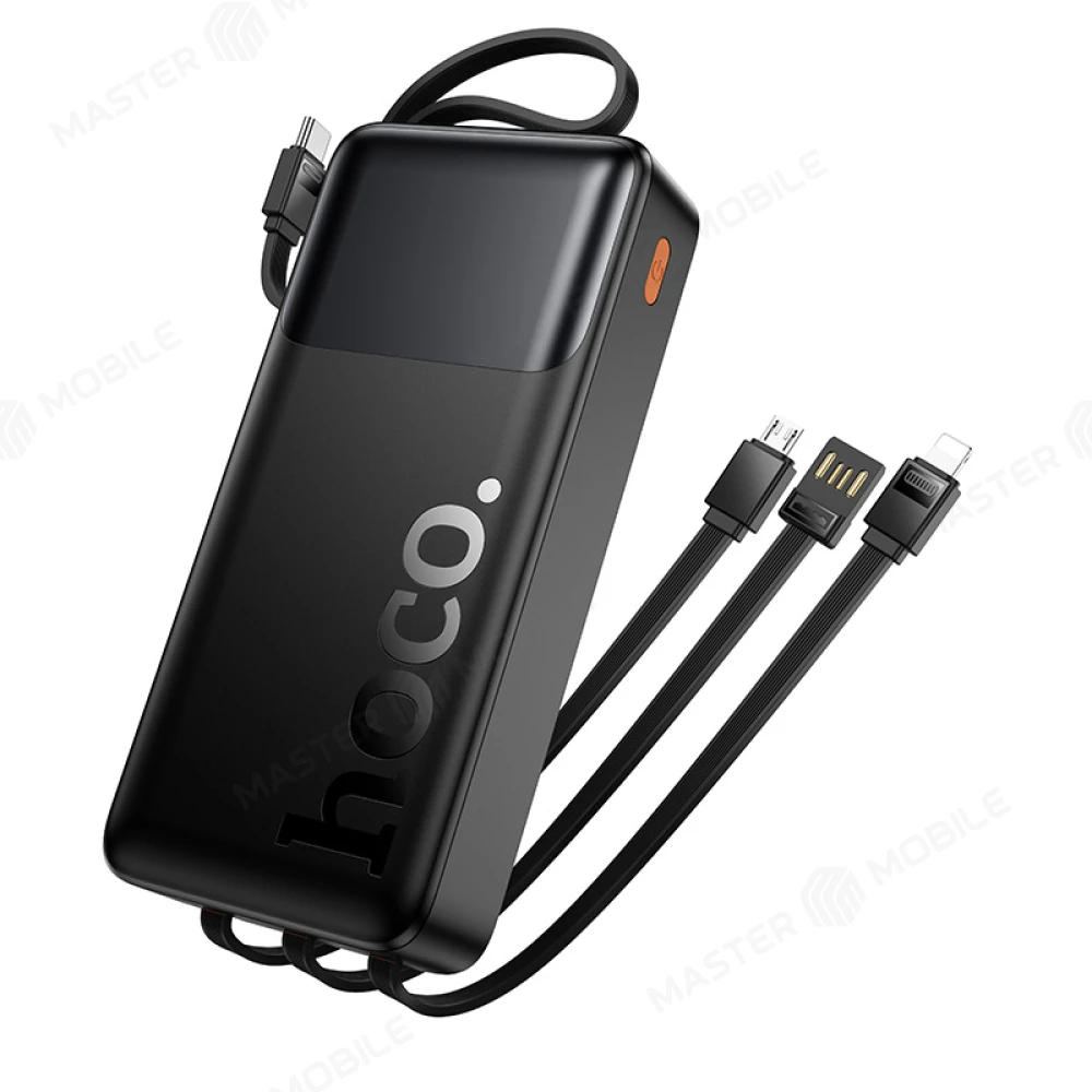 Внешний накопитель Hoco J156A 20000 mAh с кабелями TypeC + MicroUSB + USB+ Lightning (черный) фото №4