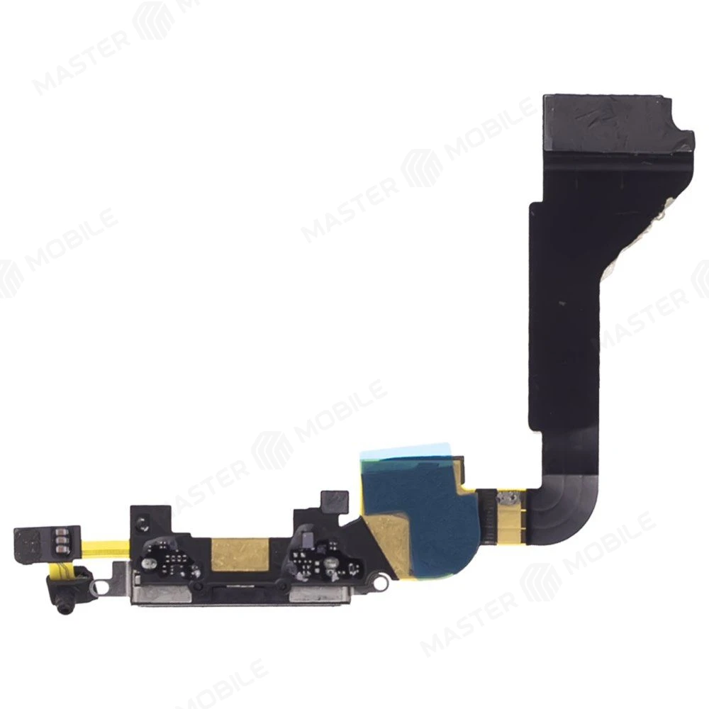 Шлейф для Apple iPhone 4 с комп. + разъем зарядки + микрофон (черный)  фото №2