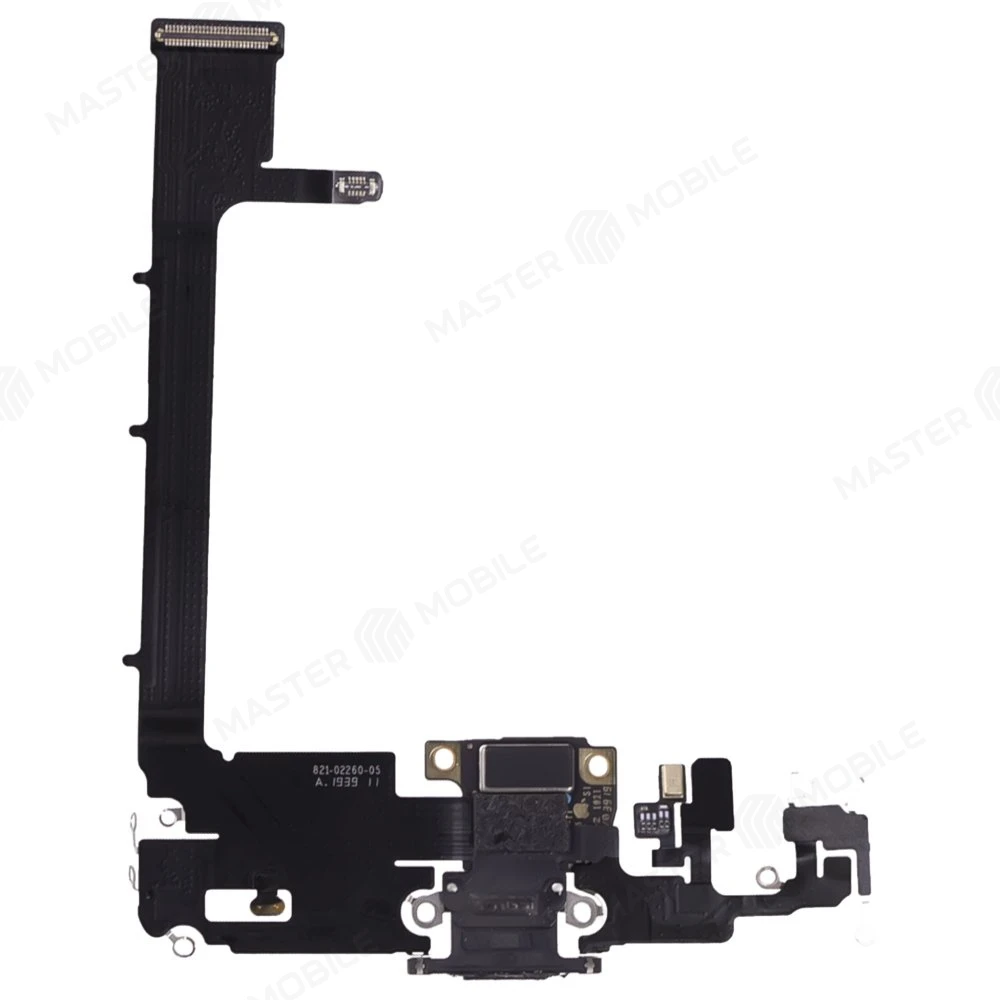 Шлейф для Apple iPhone 11 Pro Max с комп. + разъем зарядки + микрофон (черный) (ORIG100) фото №2