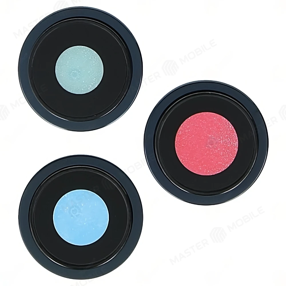 Стекло задней камеры для Apple iPhone 12 Pro Max (комплект 3 шт.) (в рамке) (синий)  