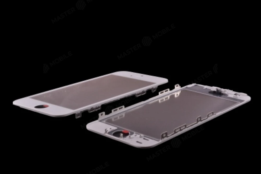 Стекло модуля для Apple iPhone 5s (белый) (в рамке) 