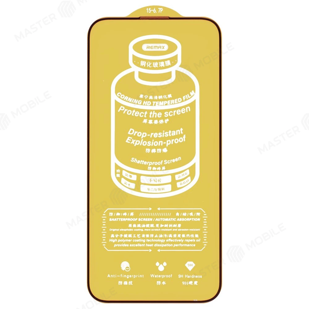 Защитное стекло Remax Corning Glass GL-83 для Apple iPhone 15 Pro Max (усиленное) (черный) фото №3