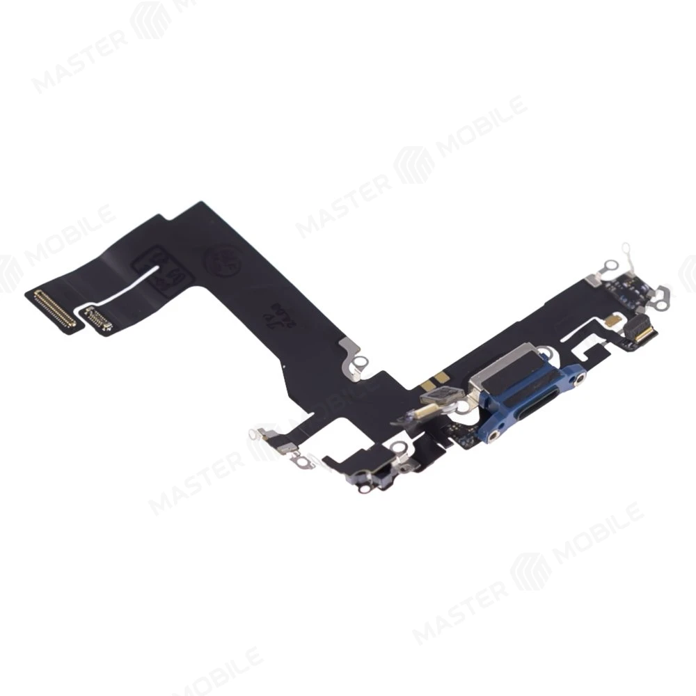 Шлейф для Apple iPhone 13 mini с комп. + разъем зарядки + микрофон (синий) (ORIG100) фото №3