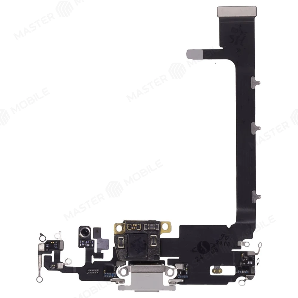 Шлейф для Apple iPhone 11 Pro Max с комп. + разъем зарядки + микрофон (белый) (ORIG100) фото №1