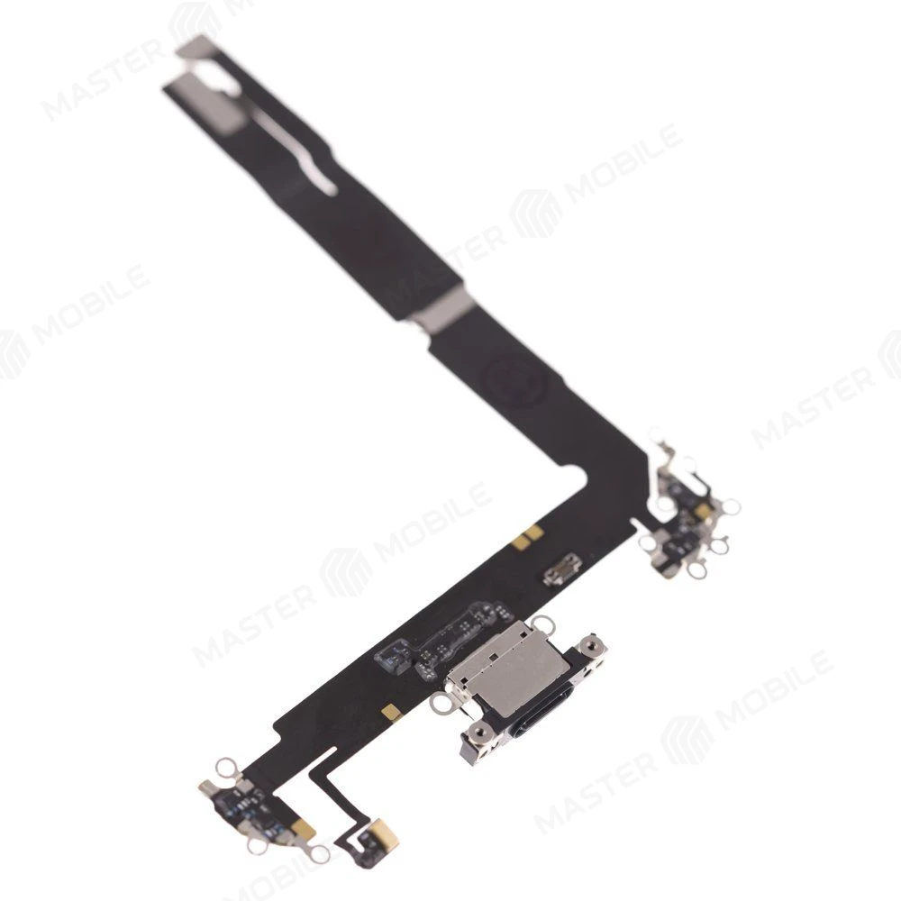 Шлейф для Apple iPhone 16 Plus с комп. + разъем зарядки + микрофон (черный) (ORIG100)  фото №3