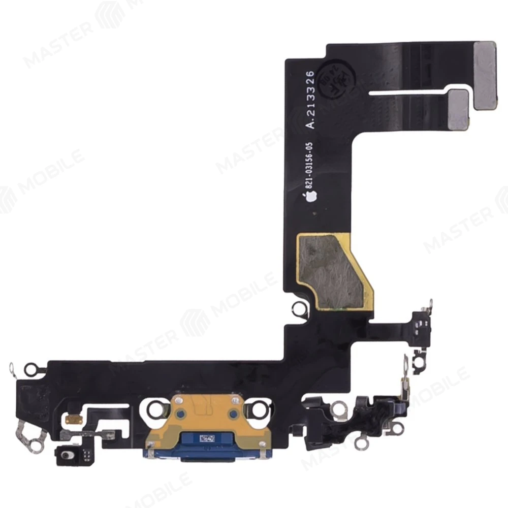 Шлейф для Apple iPhone 13 mini с комп. + разъем зарядки + микрофон (синий) (ORIG100) фото №2