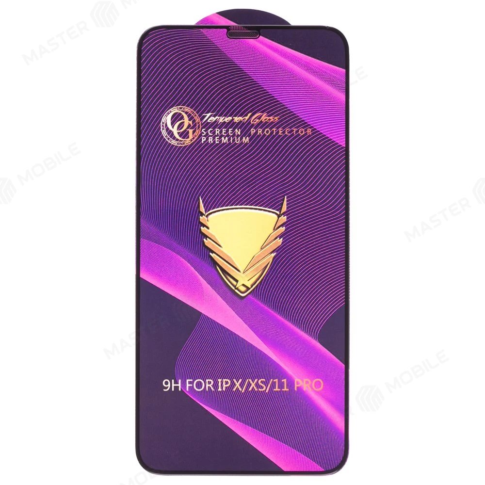 Защитное стекло OG Glass (3 в 1) для Apple iPhone X / iPhone Xs / iPhone 11 Pro (черный) фото №1