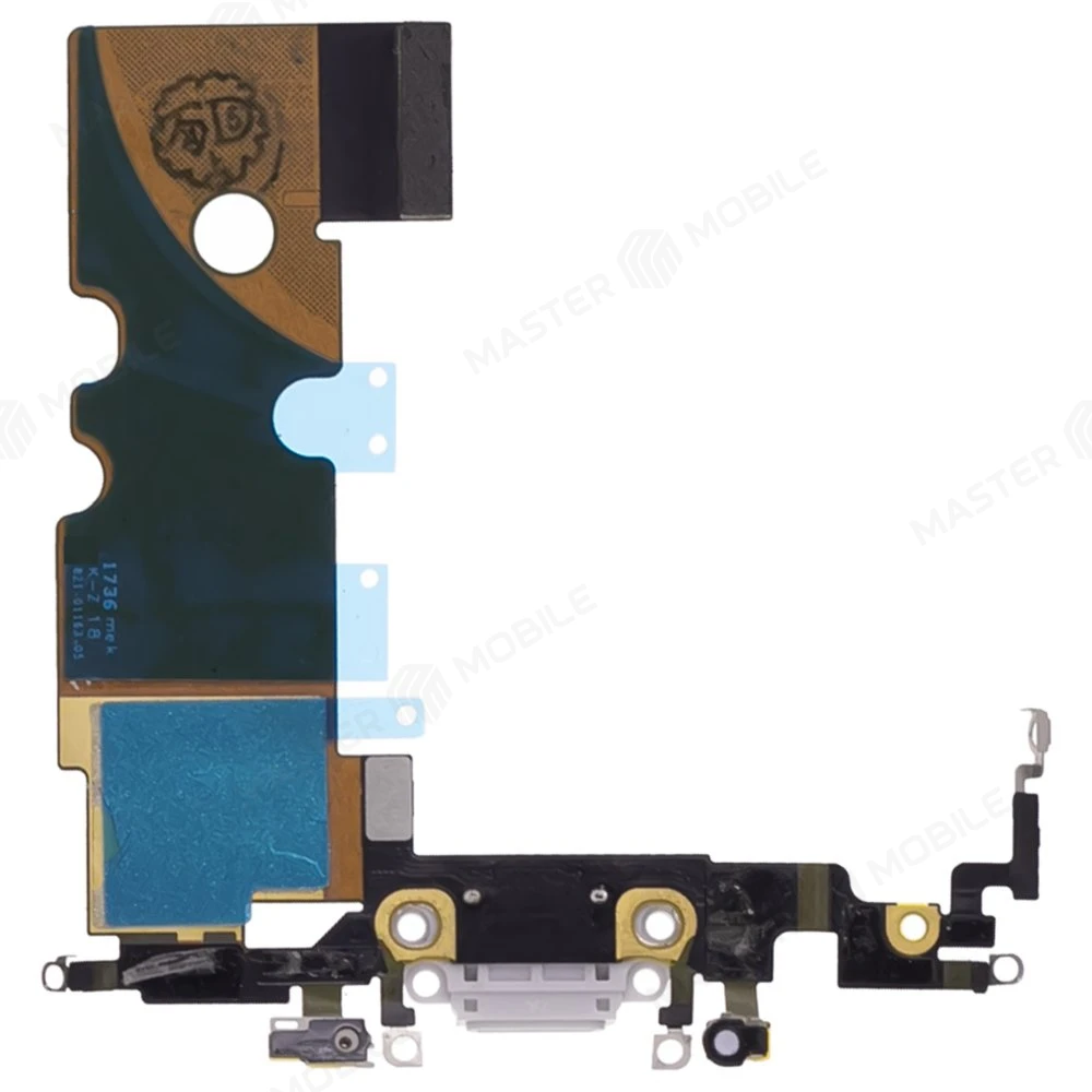 Шлейф для Apple iPhone 8 с комп. + разъем зарядки + микрофон (белый) (ORIG100) фото №2