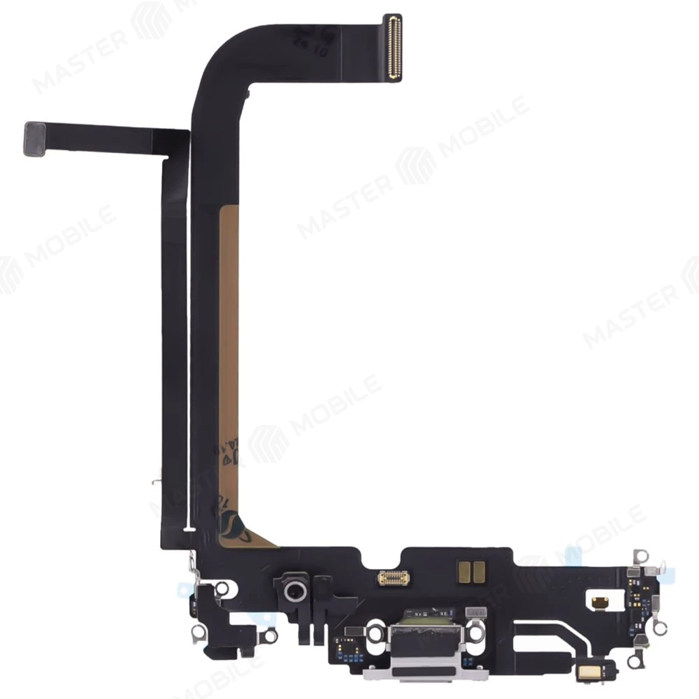 Шлейф для Apple iPhone 13 Pro Max с комп. + разъем зарядки + микрофон (белый) (ORIG100) фото №1