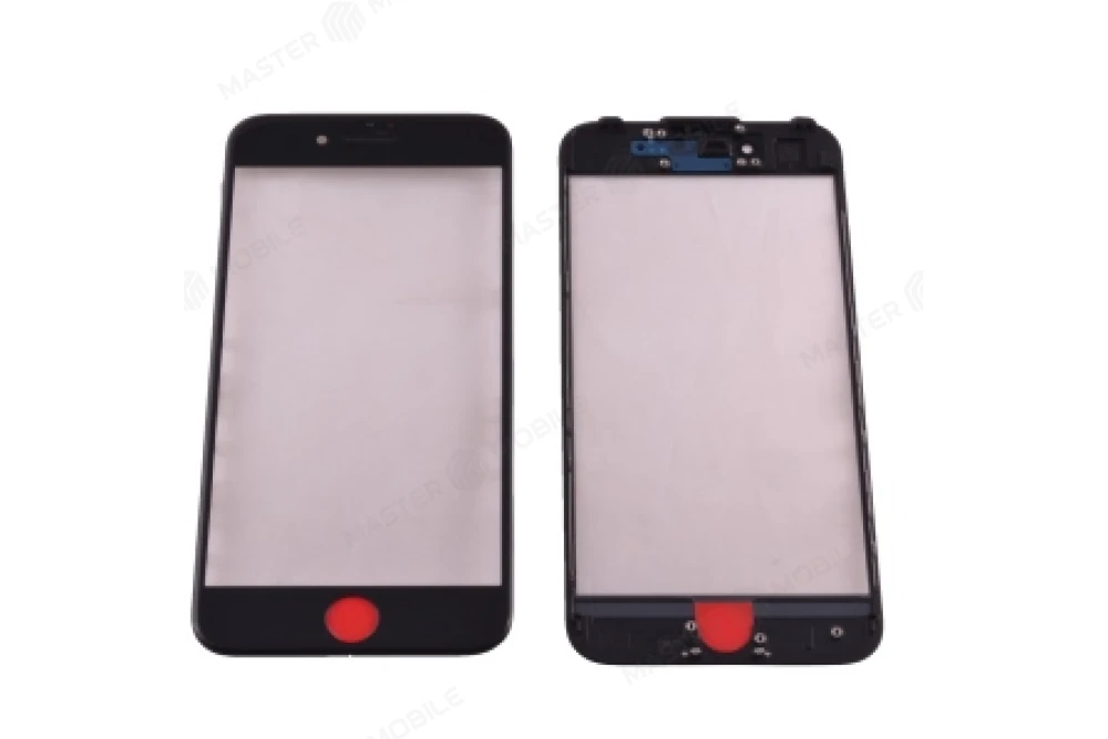 Стекло модуля для Apple iPhone 7 (черный) (в рамке) 