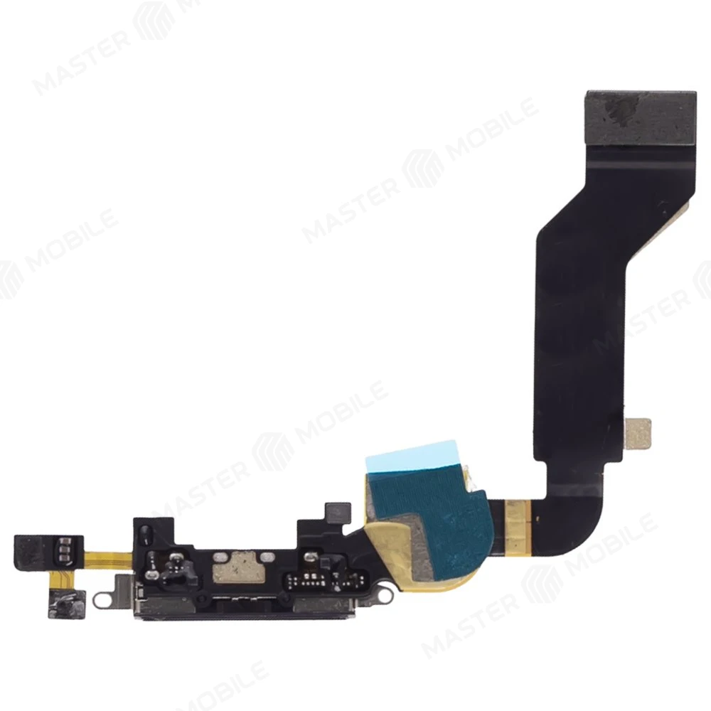 Шлейф для Apple iPhone 4s с комп. + разъем зарядки + микрофон (черный)  фото №2