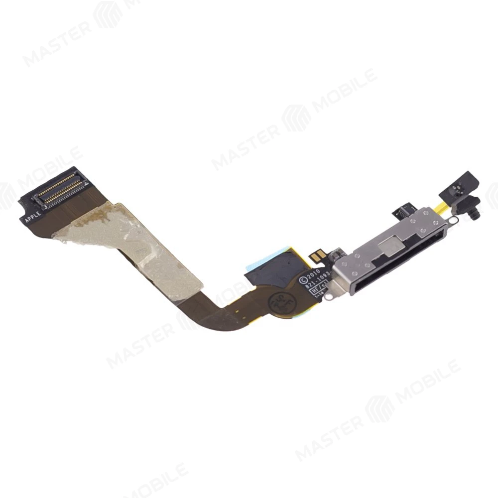 Шлейф для Apple iPhone 4 с комп. + разъем зарядки + микрофон (черный)  фото №3