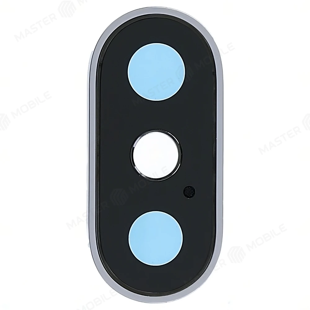 Стекло задней камеры для Apple iPhone Xs / iPhone Xs Max (в рамке) (серебристый)  фото №1