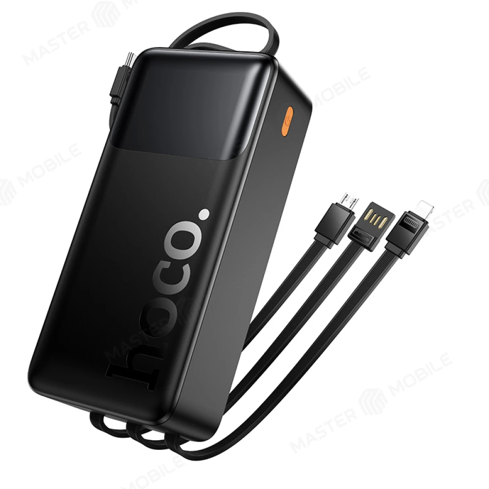 Внешний накопитель Hoco J156B 30000 mAh с кабелями TypeC + MicroUSB + USB+ Lightning (черный) фото №4