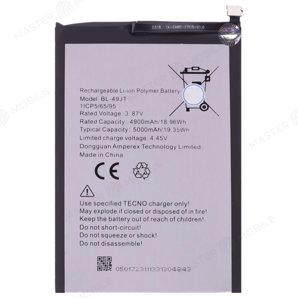Аккумулятор для Tecno Camon 18P (CH7N) / Spark 20 Pro (KJ6) / Spark 30 Pro 4G (KL7) (BL-49JT)  фото №1