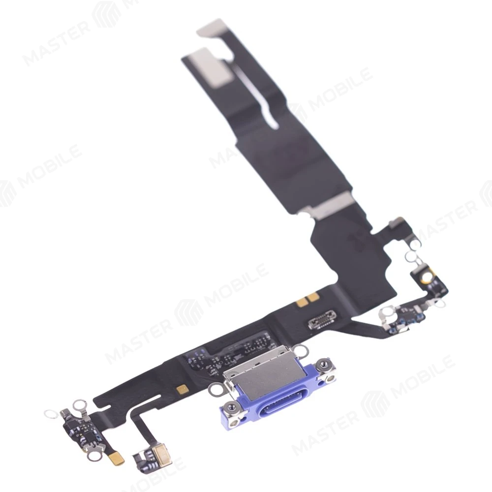 Шлейф для Apple iPhone 16 с комп. + разъем зарядки + микрофон (синий) (ORIG100)  фото №3