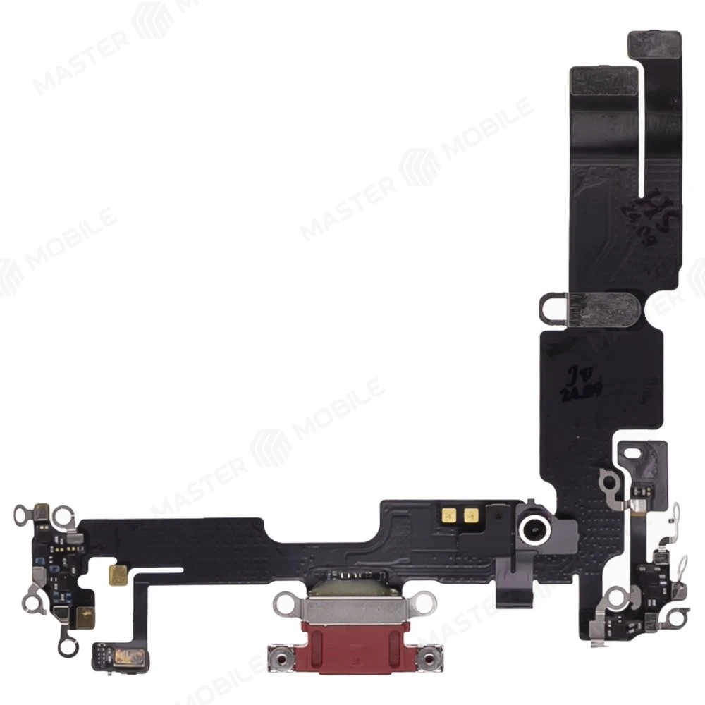 Шлейф для Apple iPhone 14 Plus с комп. + разъем зарядки + микрофон (красный) (ORIG100) фото №1