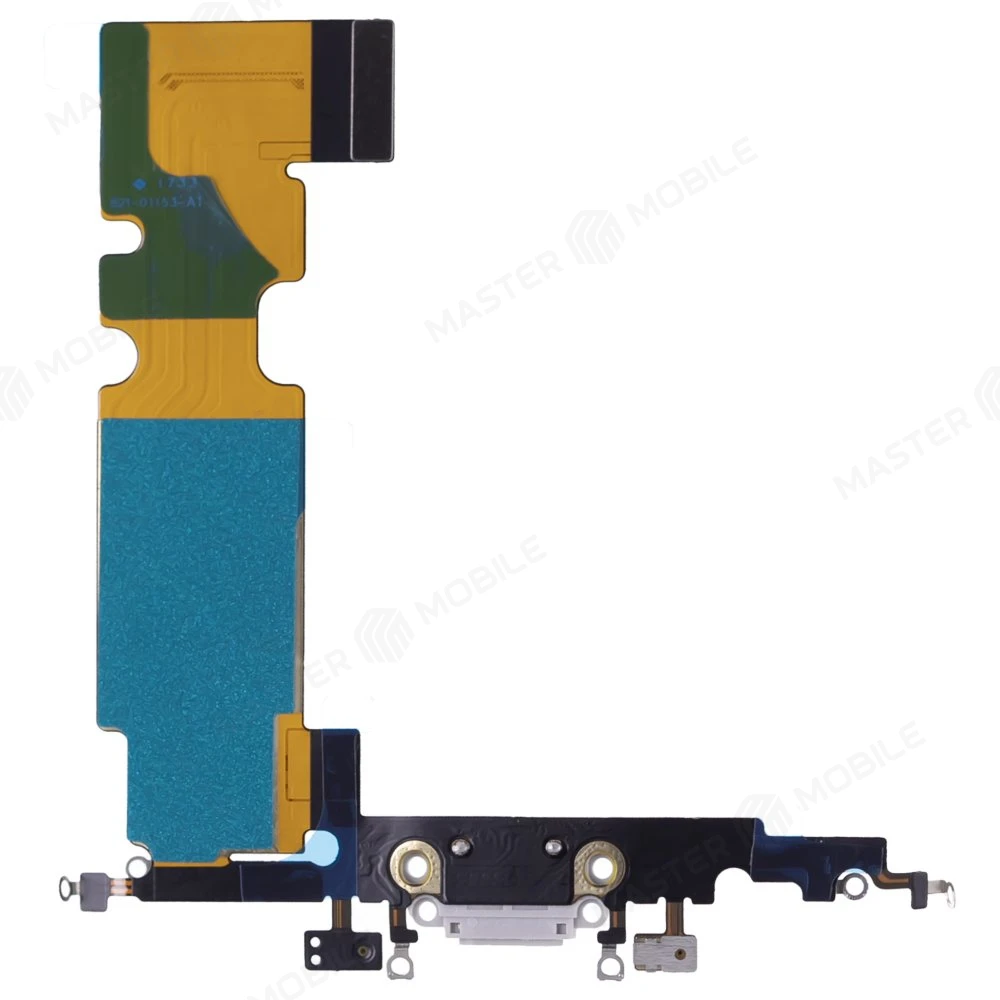 Шлейф для Apple iPhone 8 Plus с комп. + разъем зарядки + микрофон (белый)  фото №2