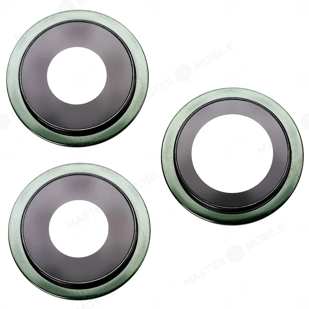 Стекло задней камеры для Apple iPhone 11 Pro / iPhone 11 Pro Max (комплект 3 шт.) (в рамке) (зеленый)  фото №1