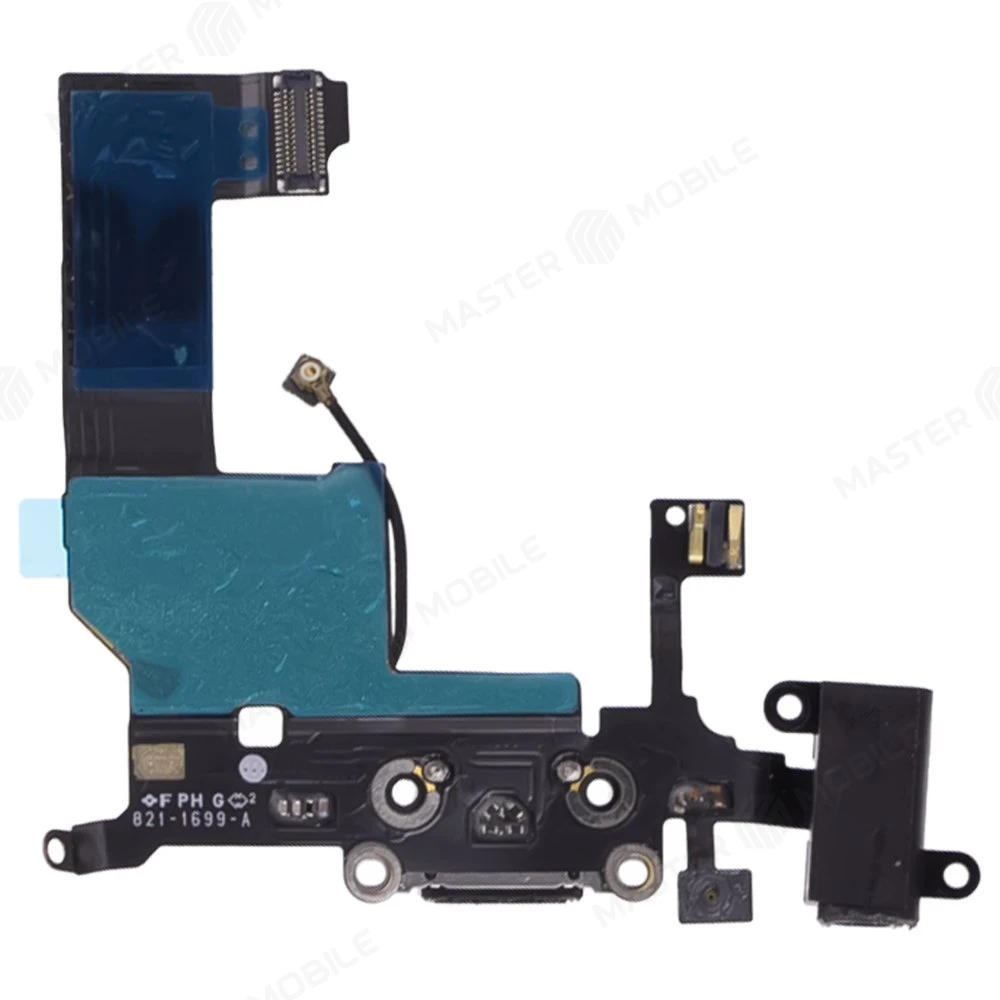 Шлейф для Apple iPhone 5 с комп. + разъем зарядки/гарнитуры + микрофон (черный)  фото №2