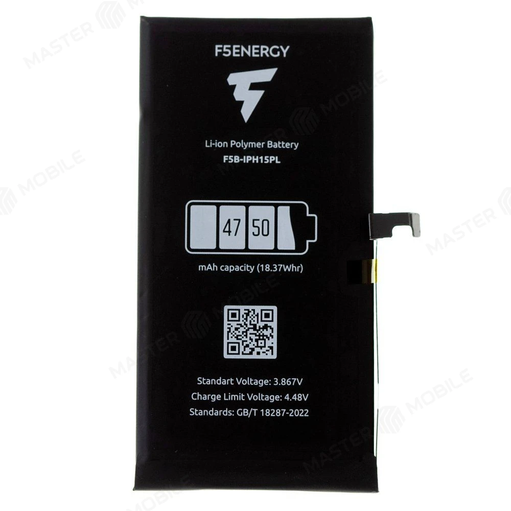 Аккумулятор для Apple iPhone 15 Plus (F5ENERGY) (усиленный) (4750 мАч) (SPECIAL EDITION) + двухсторонний скотч фото №1